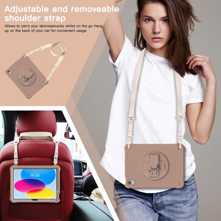 For iPad 2025 / 2022 Rotation Holder Silicone Hybrid PC Tablet Case(Light Coffee) - iPad 2025 / 2022 Cases by buy2fix | Online Shopping UK | buy2fix