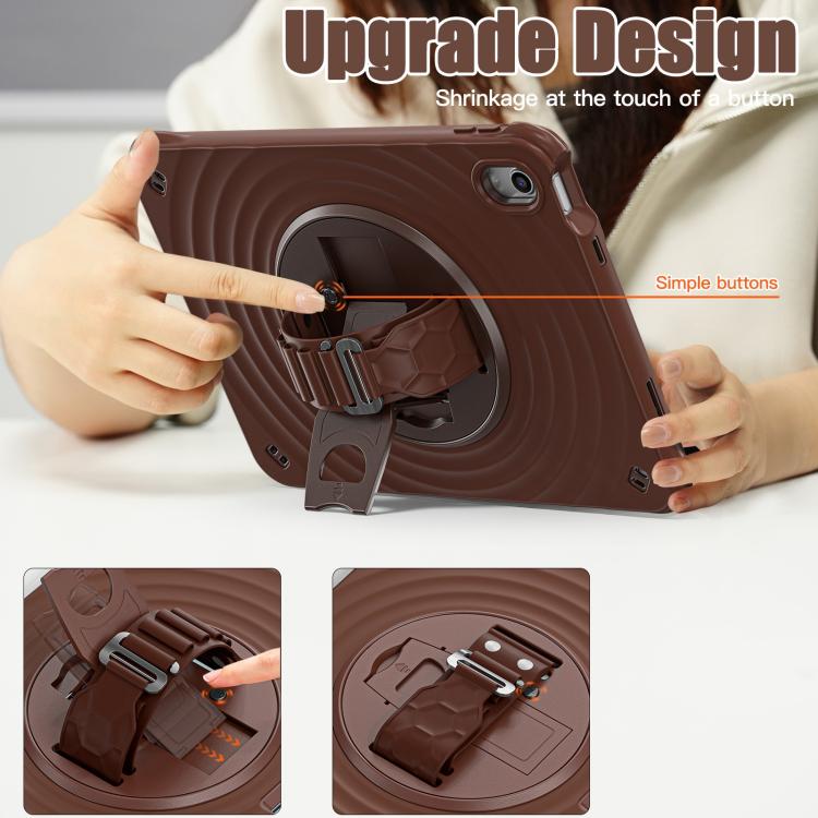 For iPad 2025 / 2022 Rotation Holder Silicone Hybrid PC Tablet Case(Chocolate) - iPad 2025 / 2022 Cases by buy2fix | Online Shopping UK | buy2fix