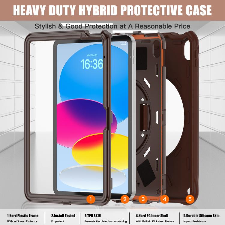 For iPad 2025 / 2022 Rotation Holder Silicone Hybrid PC Tablet Case(Chocolate) - iPad 2025 / 2022 Cases by buy2fix | Online Shopping UK | buy2fix