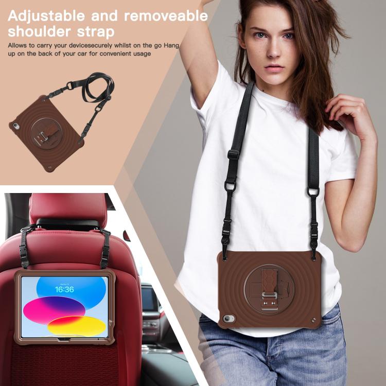 For iPad 2025 / 2022 Rotation Holder Silicone Hybrid PC Tablet Case(Chocolate) - iPad 2025 / 2022 Cases by buy2fix | Online Shopping UK | buy2fix