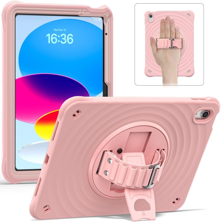 For iPad 2025 / 2022 Rotation Holder Silicone Hybrid PC Tablet Case(Pink) - iPad 2025 / 2022 Cases by buy2fix | Online Shopping UK | buy2fix