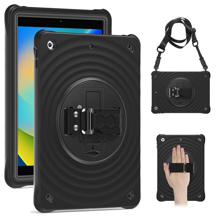 For iPad 10.2 2021 / 2020 / 2019 Rotation Holder Silicone Hybrid PC Tablet Case(Black) - iPad 10.2 Cases by buy2fix | Online Shopping UK | buy2fix