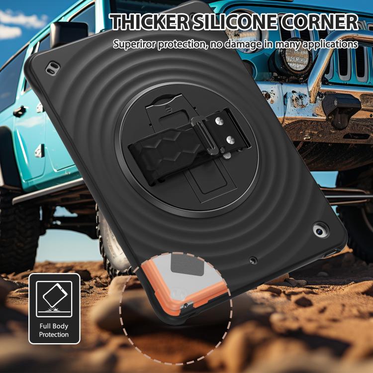 For iPad 10.2 2021 / 2020 / 2019 Rotation Holder Silicone Hybrid PC Tablet Case(Black) - iPad 10.2 Cases by buy2fix | Online Shopping UK | buy2fix