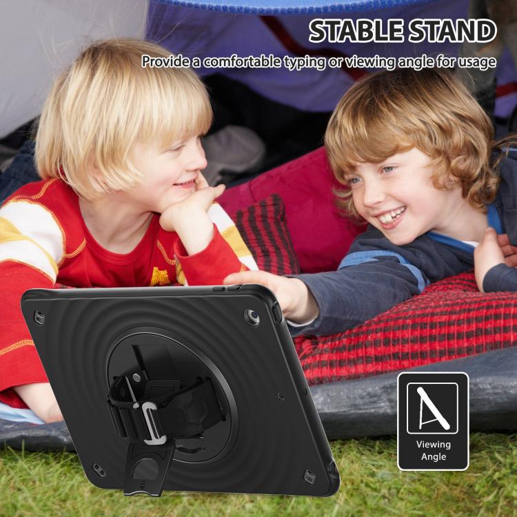 For iPad 10.2 2021 / 2020 / 2019 Rotation Holder Silicone Hybrid PC Tablet Case(Black) - iPad 10.2 Cases by buy2fix | Online Shopping UK | buy2fix