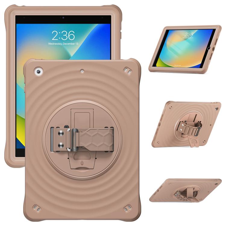 For iPad 10.2 2021 / 2020 / 2019 Rotation Holder Silicone Hybrid PC Tablet Case(Light Coffee) - iPad 10.2 Cases by buy2fix | Online Shopping UK | buy2fix