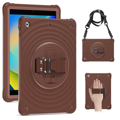 For iPad 10.2 2021 / 2020 / 2019 Rotation Holder Silicone Hybrid PC Tablet Case(Chocolate) - iPad 10.2 Cases by buy2fix | Online Shopping UK | buy2fix