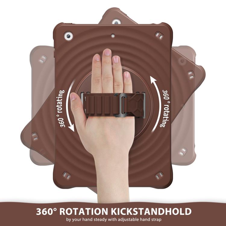 For iPad 10.2 2021 / 2020 / 2019 Rotation Holder Silicone Hybrid PC Tablet Case(Chocolate) - iPad 10.2 Cases by buy2fix | Online Shopping UK | buy2fix