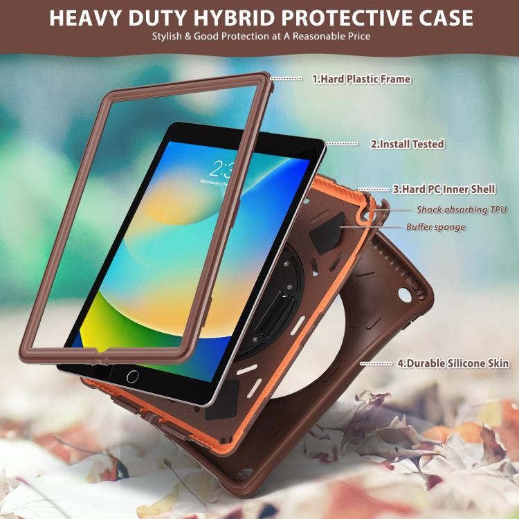 For iPad 10.2 2021 / 2020 / 2019 Rotation Holder Silicone Hybrid PC Tablet Case(Chocolate) - iPad 10.2 Cases by buy2fix | Online Shopping UK | buy2fix