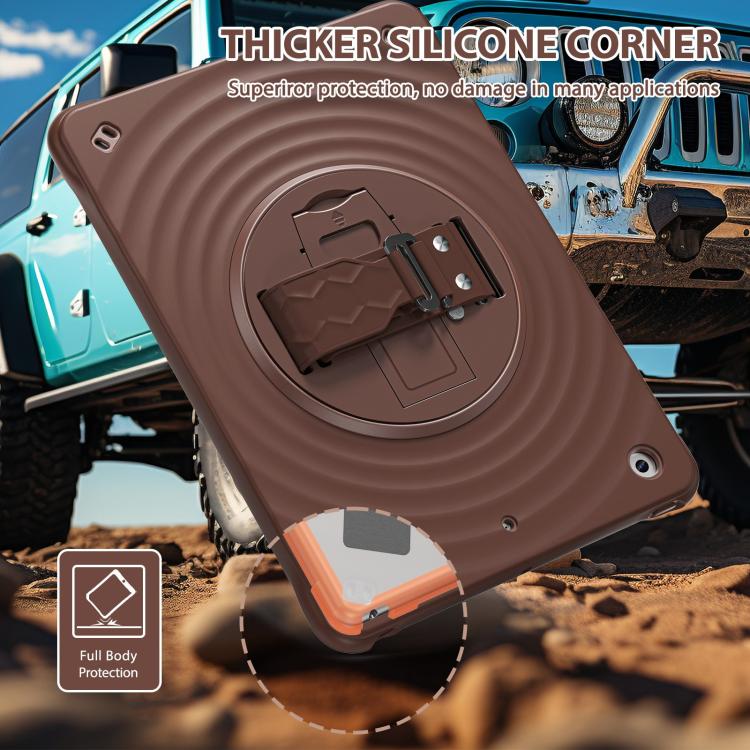 For iPad 10.2 2021 / 2020 / 2019 Rotation Holder Silicone Hybrid PC Tablet Case(Chocolate) - iPad 10.2 Cases by buy2fix | Online Shopping UK | buy2fix
