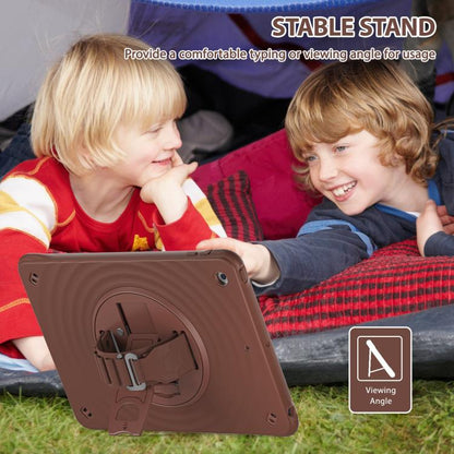 For iPad 10.2 2021 / 2020 / 2019 Rotation Holder Silicone Hybrid PC Tablet Case(Chocolate) - iPad 10.2 Cases by buy2fix | Online Shopping UK | buy2fix