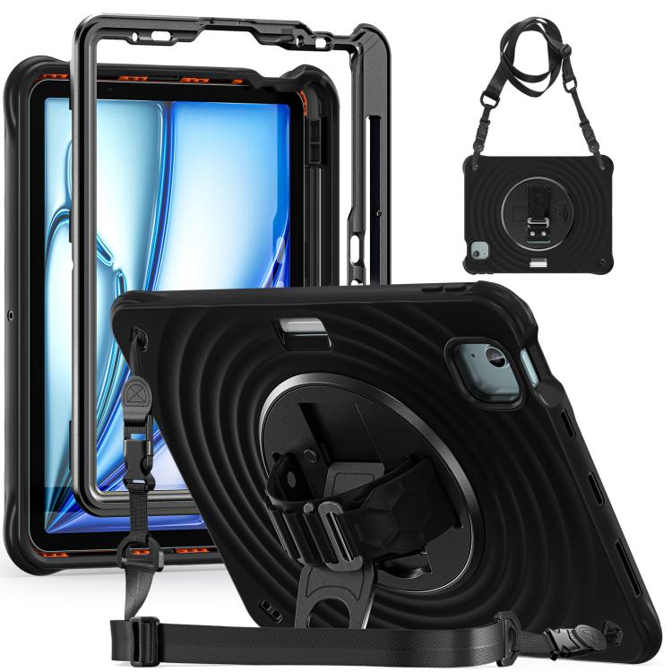 For iPad Air 11 2025 / 2024 Rotation Holder Silicone Hybrid PC Tablet Case(Black) - iPad Air 11 2025 / 2024 Cases by buy2fix | Online Shopping UK | buy2fix