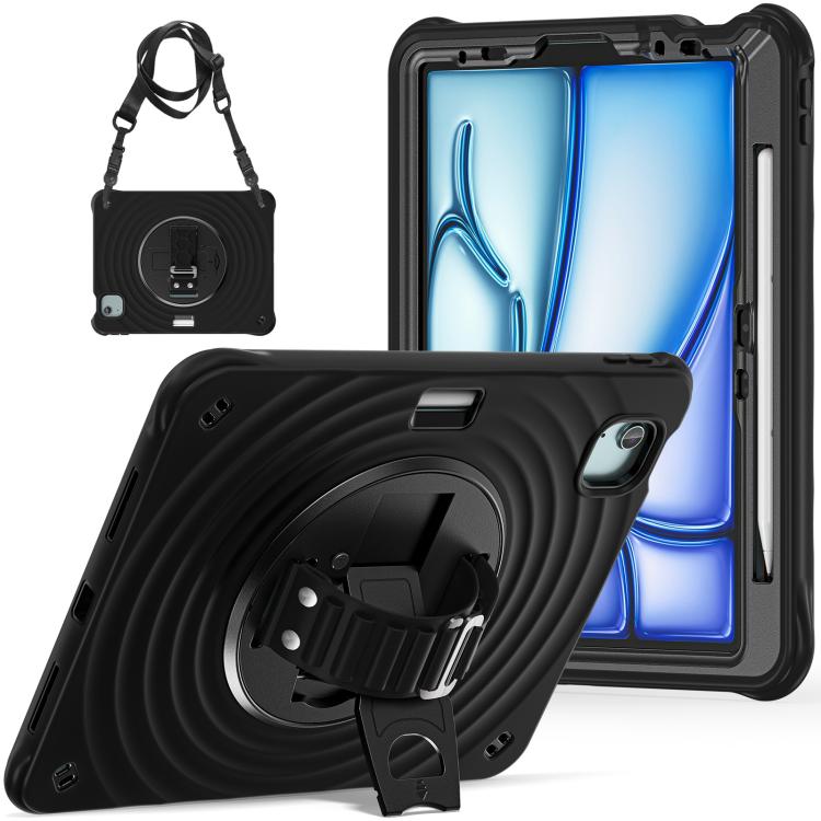 For iPad Air 11 2025 / 2024 Rotation Holder Silicone Hybrid PC Tablet Case(Black) - iPad Air 11 2025 / 2024 Cases by buy2fix | Online Shopping UK | buy2fix