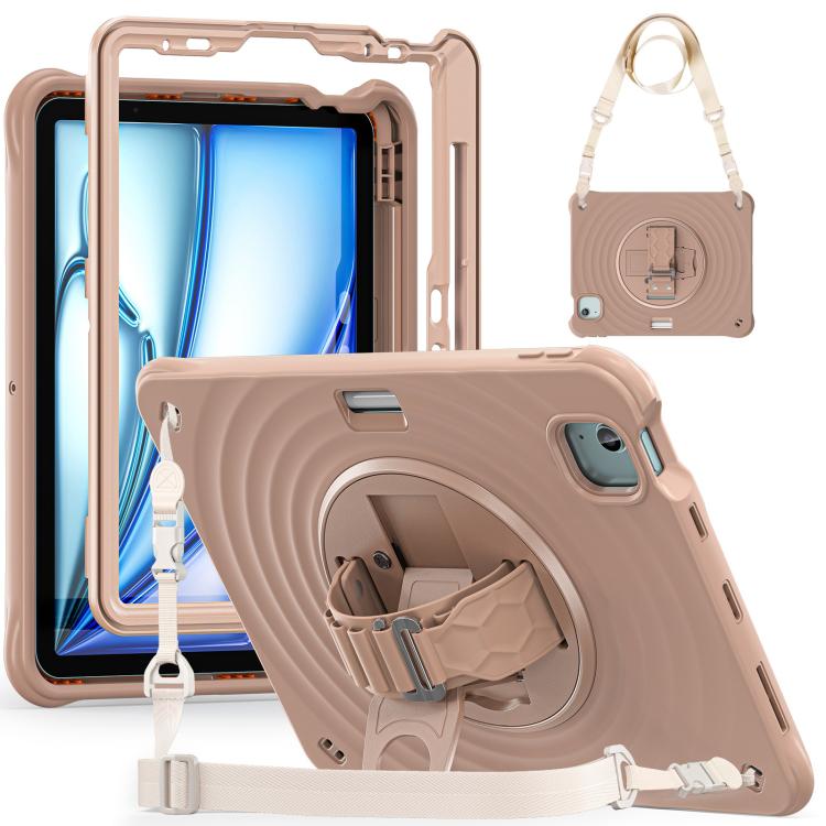 For iPad Air 11 2025 / 2024 Rotation Holder Silicone Hybrid PC Tablet Case(Light Coffee) - iPad Air 11 2025 / 2024 Cases by buy2fix | Online Shopping UK | buy2fix