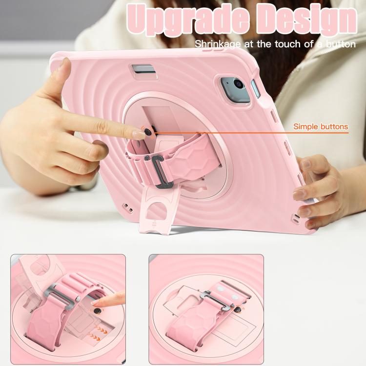 For iPad Air 11 2025 / 2024 Rotation Holder Silicone Hybrid PC Tablet Case(Pink) - iPad Air 11 2025 / 2024 Cases by buy2fix | Online Shopping UK | buy2fix
