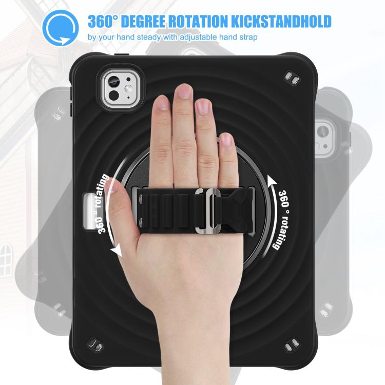 For iPad Pro 11 2024 Rotation Holder Silicone Hybrid PC Tablet Case(Black) - iPad Pro 11 2024 Cases by buy2fix | Online Shopping UK | buy2fix