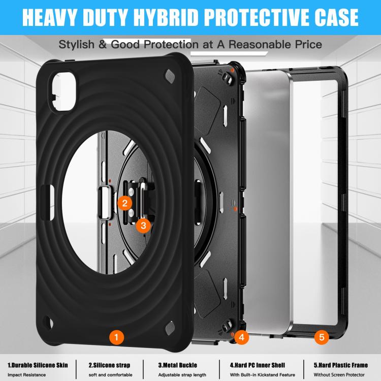 For iPad Pro 11 2024 Rotation Holder Silicone Hybrid PC Tablet Case(Black) - iPad Pro 11 2024 Cases by buy2fix | Online Shopping UK | buy2fix