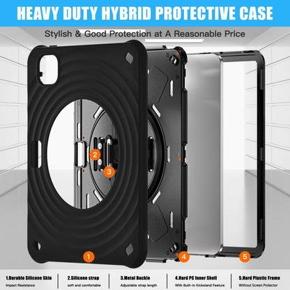 For iPad Pro 11 2024 Rotation Holder Silicone Hybrid PC Tablet Case(Black) - iPad Pro 11 2024 Cases by buy2fix | Online Shopping UK | buy2fix