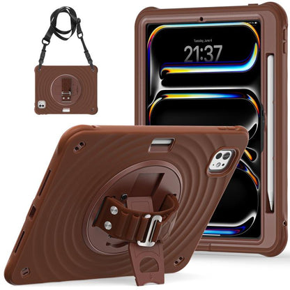 For iPad Pro 11 2024 Rotation Holder Silicone Hybrid PC Tablet Case(Chocolate) - iPad Pro 11 2024 Cases by buy2fix | Online Shopping UK | buy2fix