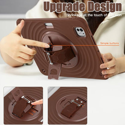 For iPad Pro 11 2024 Rotation Holder Silicone Hybrid PC Tablet Case(Chocolate) - iPad Pro 11 2024 Cases by buy2fix | Online Shopping UK | buy2fix