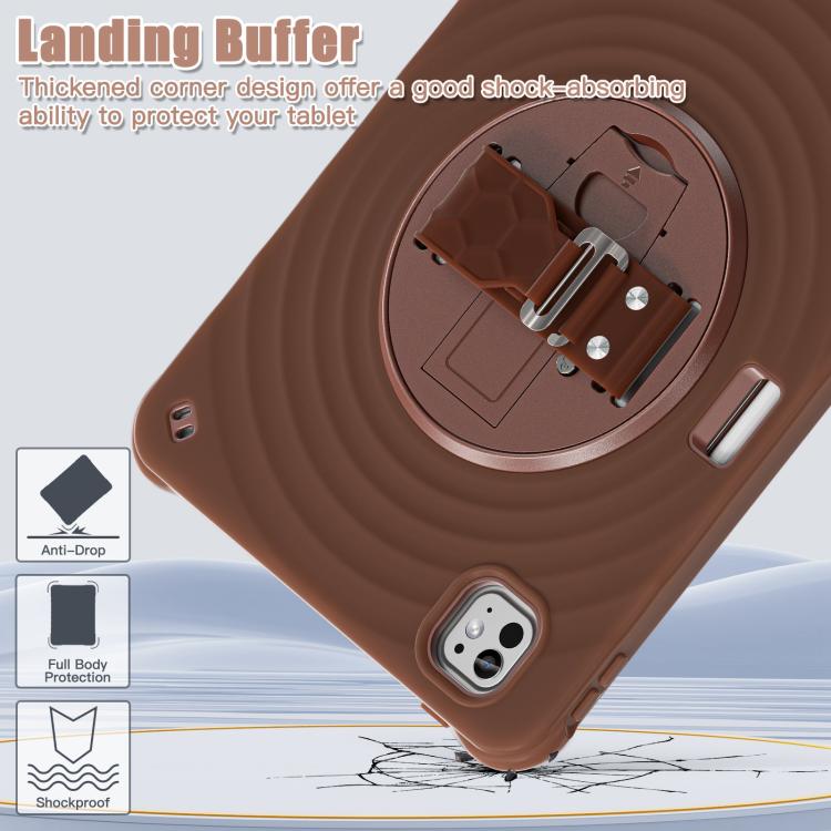 For iPad Pro 11 2024 Rotation Holder Silicone Hybrid PC Tablet Case(Chocolate) - iPad Pro 11 2024 Cases by buy2fix | Online Shopping UK | buy2fix