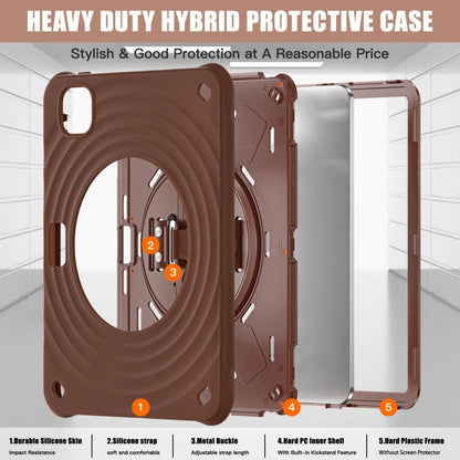 For iPad Pro 11 2024 Rotation Holder Silicone Hybrid PC Tablet Case(Chocolate) - iPad Pro 11 2024 Cases by buy2fix | Online Shopping UK | buy2fix