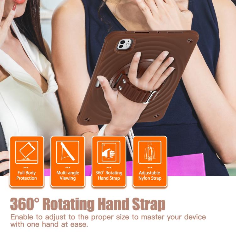 For iPad Pro 11 2024 Rotation Holder Silicone Hybrid PC Tablet Case(Chocolate) - iPad Pro 11 2024 Cases by buy2fix | Online Shopping UK | buy2fix