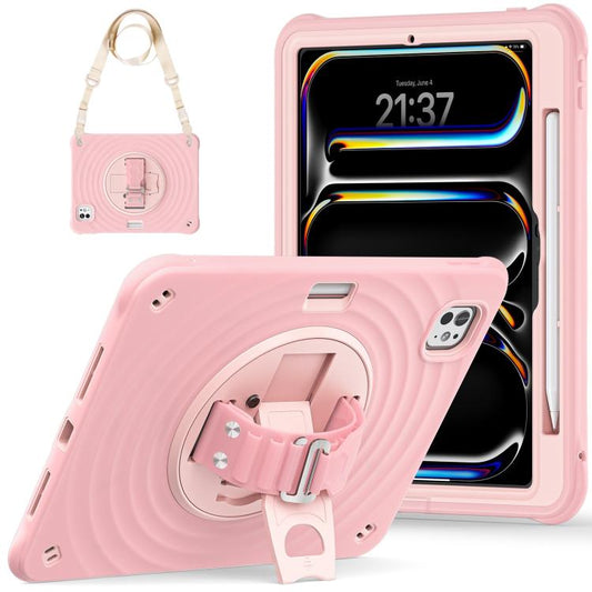 For iPad Pro 11 2024 Rotation Holder Silicone Hybrid PC Tablet Case(Pink) - iPad Pro 11 2024 Cases by buy2fix | Online Shopping UK | buy2fix