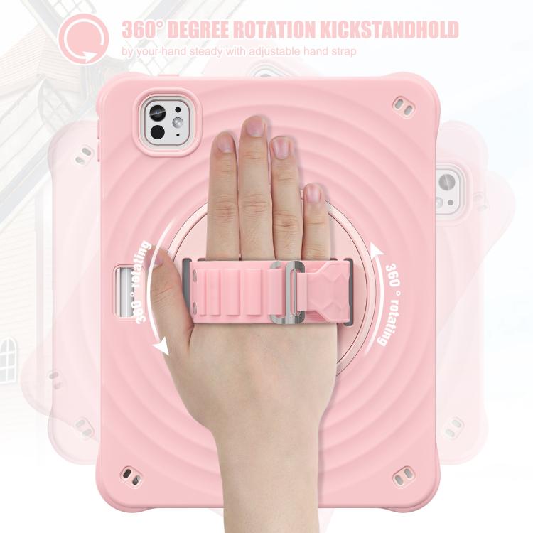 For iPad Pro 11 2024 Rotation Holder Silicone Hybrid PC Tablet Case(Pink) - iPad Pro 11 2024 Cases by buy2fix | Online Shopping UK | buy2fix