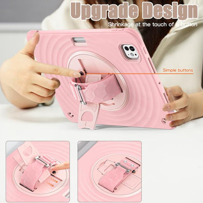 For iPad Pro 11 2024 Rotation Holder Silicone Hybrid PC Tablet Case(Pink) - iPad Pro 11 2024 Cases by buy2fix | Online Shopping UK | buy2fix