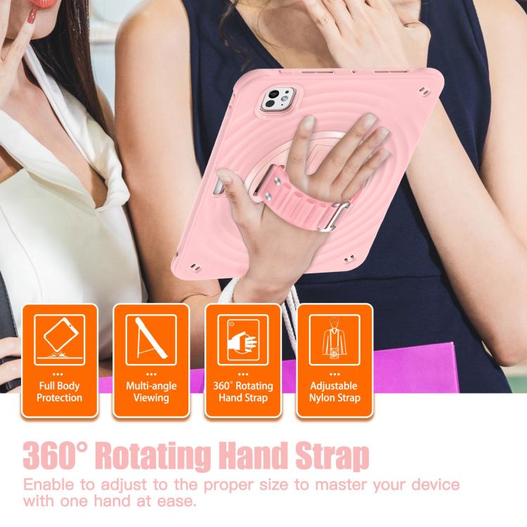 For iPad Pro 11 2024 Rotation Holder Silicone Hybrid PC Tablet Case(Pink) - iPad Pro 11 2024 Cases by buy2fix | Online Shopping UK | buy2fix