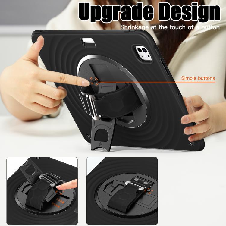 For iPad Pro 13 2024 Rotation Holder Silicone Hybrid PC Tablet Case(Black) - iPad Pro 13 2024 Cases by buy2fix | Online Shopping UK | buy2fix
