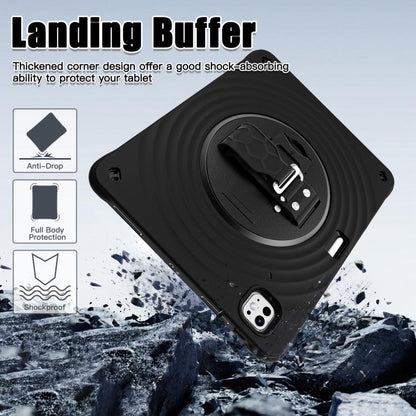 For iPad Pro 13 2024 Rotation Holder Silicone Hybrid PC Tablet Case(Black) - iPad Pro 13 2024 Cases by buy2fix | Online Shopping UK | buy2fix