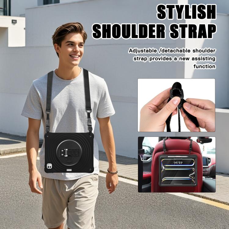 For iPad Pro 13 2024 Rotation Holder Silicone Hybrid PC Tablet Case(Black) - iPad Pro 13 2024 Cases by buy2fix | Online Shopping UK | buy2fix