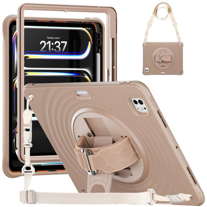 For iPad Pro 13 2024 Rotation Holder Silicone Hybrid PC Tablet Case(Light Coffee) - iPad Pro 13 2024 Cases by buy2fix | Online Shopping UK | buy2fix