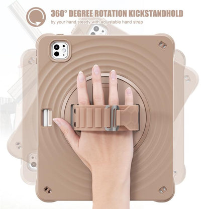 For iPad Pro 13 2024 Rotation Holder Silicone Hybrid PC Tablet Case(Light Coffee) - iPad Pro 13 2024 Cases by buy2fix | Online Shopping UK | buy2fix