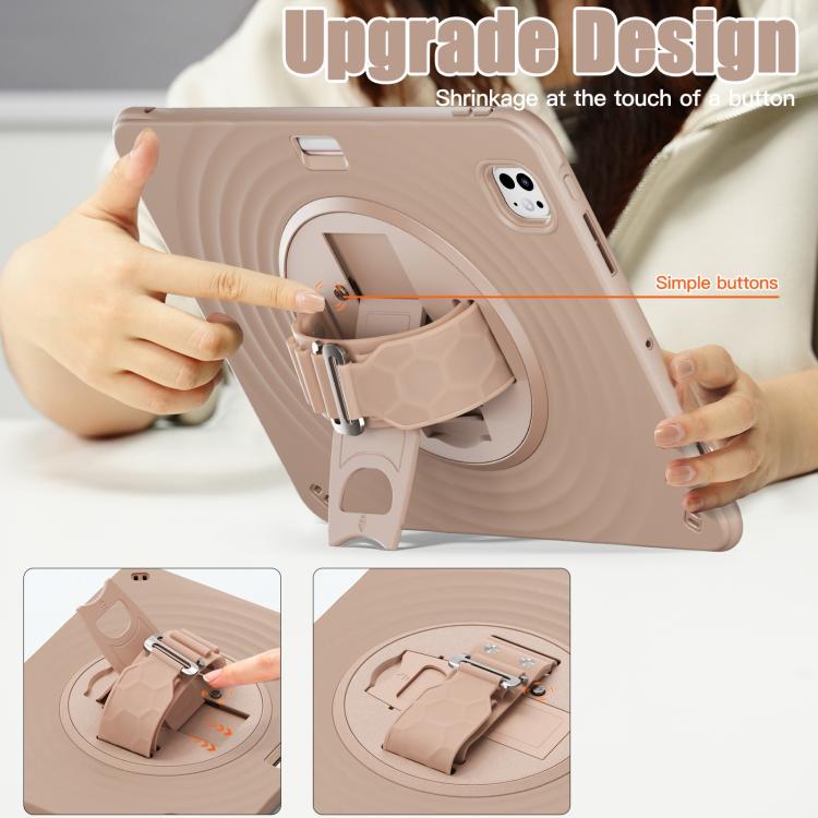 For iPad Pro 13 2024 Rotation Holder Silicone Hybrid PC Tablet Case(Light Coffee) - iPad Pro 13 2024 Cases by buy2fix | Online Shopping UK | buy2fix