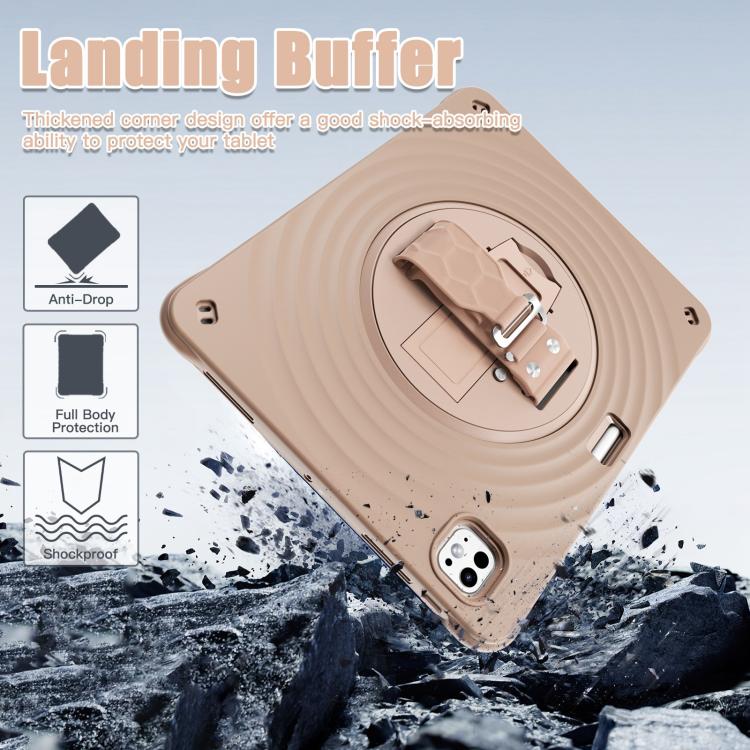 For iPad Pro 13 2024 Rotation Holder Silicone Hybrid PC Tablet Case(Light Coffee) - iPad Pro 13 2024 Cases by buy2fix | Online Shopping UK | buy2fix