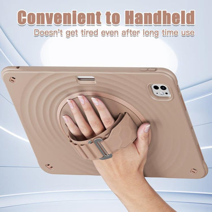 For iPad Pro 13 2024 Rotation Holder Silicone Hybrid PC Tablet Case(Light Coffee) - iPad Pro 13 2024 Cases by buy2fix | Online Shopping UK | buy2fix