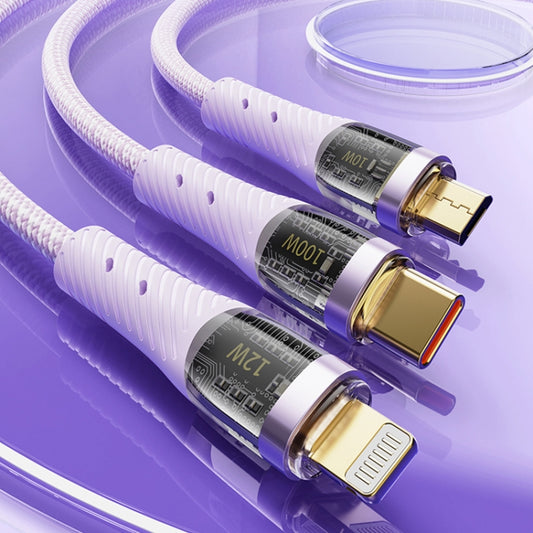 ROCK G20 1.5m 100W 3 in 1 USB-C / Type-C Fast Charging Data Cable(Purple) by ROCK