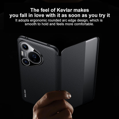 For Huawei Pura 70 SULADA Kevlar 600D Texture Smart Window Leather Phone Case(Black) - Huawei Cases by SULADA | Online Shopping UK | buy2fix