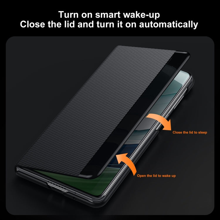 For Huawei Mate X3 SULADA Kevlar 600D Texture Smart Window Leather Phone Case(Brown) - Huawei Cases by SULADA | Online Shopping UK | buy2fix