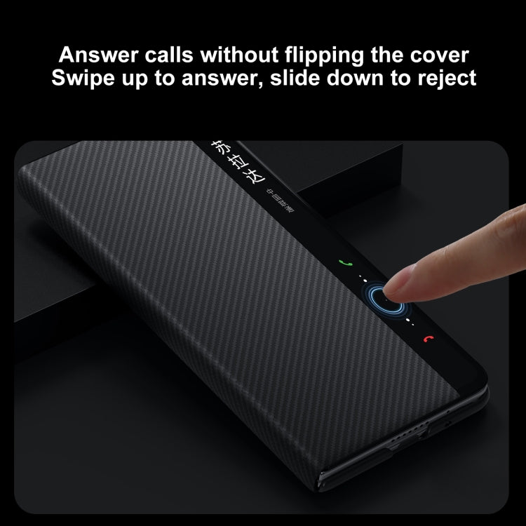 For Huawei Mate X3 SULADA Kevlar 600D Texture Smart Window Leather Phone Case(Black) - Huawei Cases by SULADA | Online Shopping UK | buy2fix