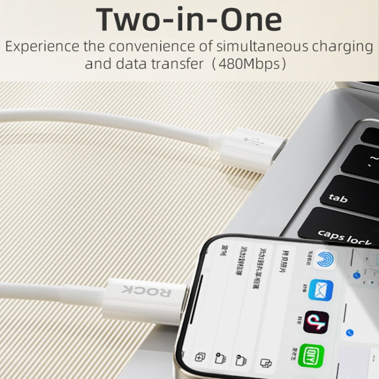 ROCK P8 Prime Series 1m USB Fast Charging Data Cable, Interface:2A USB-C / Type-C(White) - USB-C & Type-C Cable by ROCK | Online Shopping UK | buy2fix