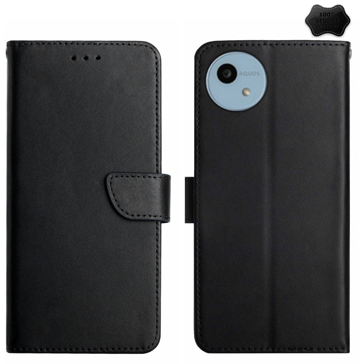 For Sharp Aquos Wish 4 Genuine Leather Fingerprint-proof Flip Phone Case(Black) - More Brand by buy2fix | Online Shopping UK | buy2fix