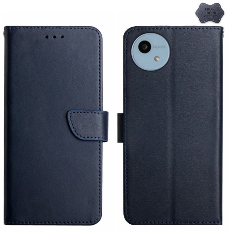 For Sharp Aquos Wish 4 Genuine Leather Fingerprint-proof Flip Phone Case(Blue) - More Brand by buy2fix | Online Shopping UK | buy2fix