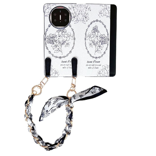 For Huawei Mate X5 / X2 Sketching Flowers Flip Leather Phone Case with Bracelet(Black) - Huawei Cases by buy2fix | Online Shopping UK | buy2fix
