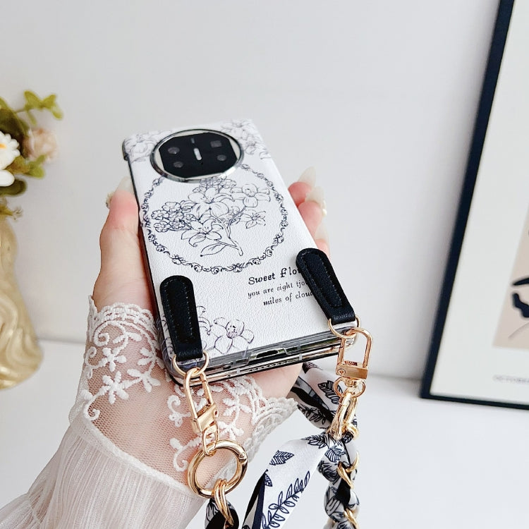 For Huawei Mate X5 / X2 Sketching Flowers Flip Leather Phone Case with Bracelet(Black) - Huawei Cases by buy2fix | Online Shopping UK | buy2fix