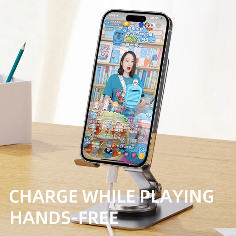 ROCK Desktop Rotating Metal Mobile Phone Holder(Grey) - Desktop Holder by ROCK | Online Shopping UK | buy2fix