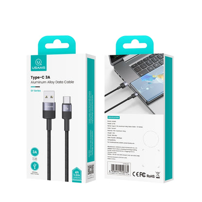 USAMS SJ718 3A USB to USB-C/Type-C Aluminum Alloy Data Cable, Length: 1.2m(Tarnish) - USB-C & Type-C Cable by USAMS | Online Shopping UK | buy2fix