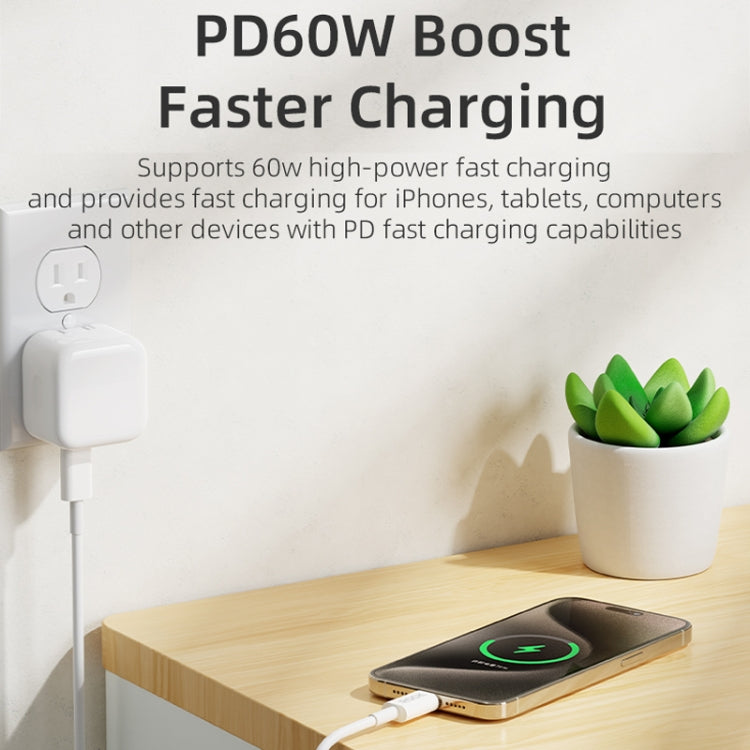 ROCK P8 Prime Series 1m USB-C / Type-C Fast Charging Data Cable, Interface:PD60W USB-C / Type-C(White) - USB-C & Type-C Cable by ROCK | Online Shopping UK | buy2fix